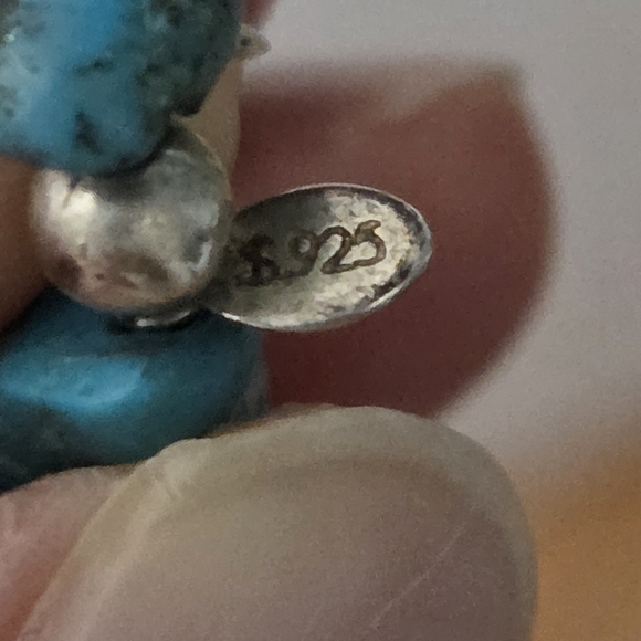 Set of 2 Shube Turquoise Sterling Silver Beaded Stretch Bracelets - Picture 3 of 4